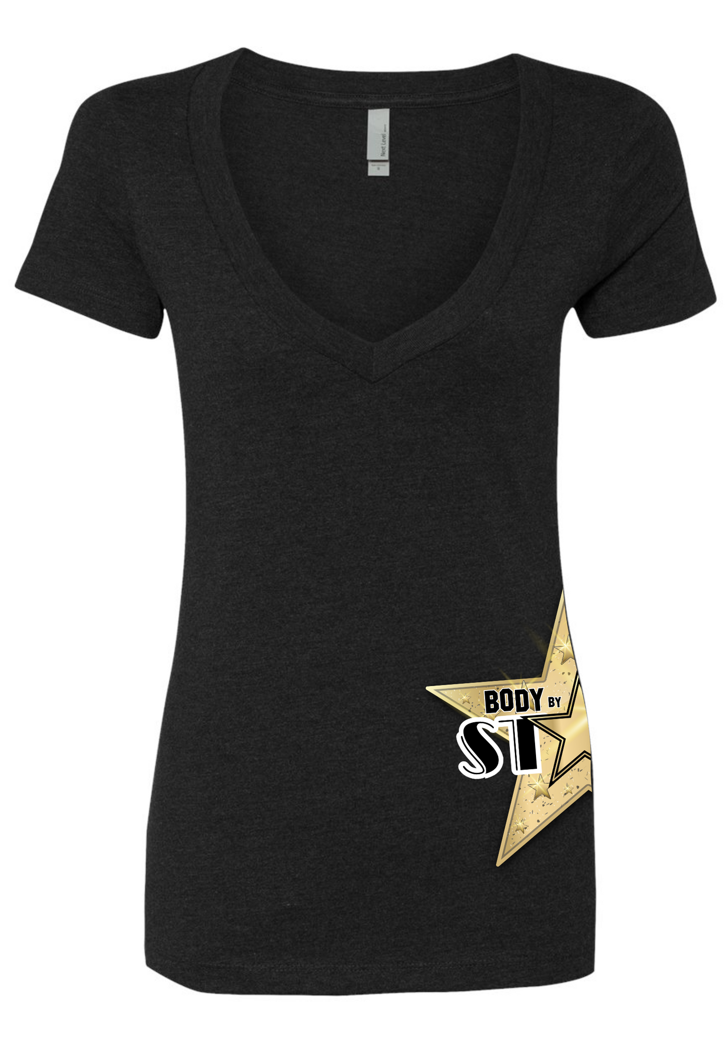 Women’s Side Logo Body By Starz Short Sleeve Deep V Neck