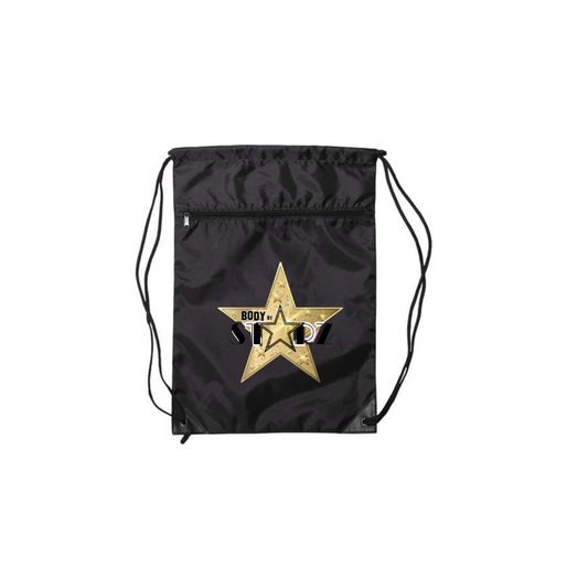 Gym Bag, Activewear Backpack, Travel Bag, Zippered Drawstring Backpack Body By Starz signature Logo